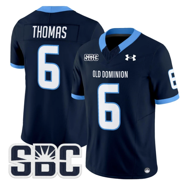 Ja'Cory Thomas Jersey #6 Old Dominion Monarchs 2025 Vapor Stitched Navy by My Store NCAA Football Jerseys