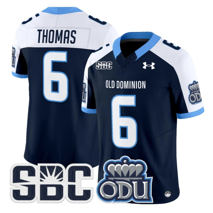 Ja'Cory Thomas Jersey #6 Old Dominion Monarchs 2025 Vapor Stitched Navy Alter by My Store NCAA Football Jerseys