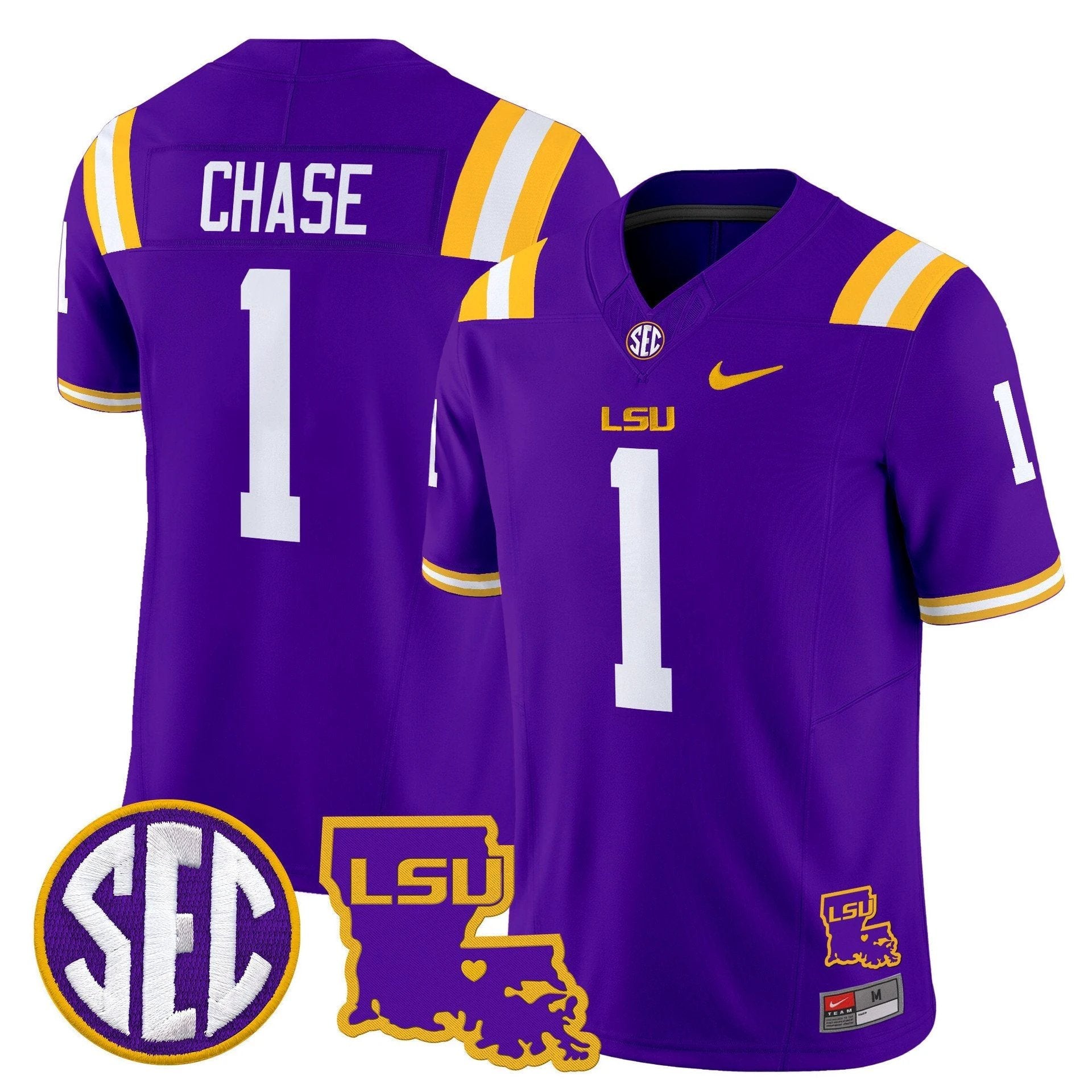 Ja'Marr Chase Jersey #1 LSU Tigers 2025 Louisiana Patch Stitched Purple by My Store