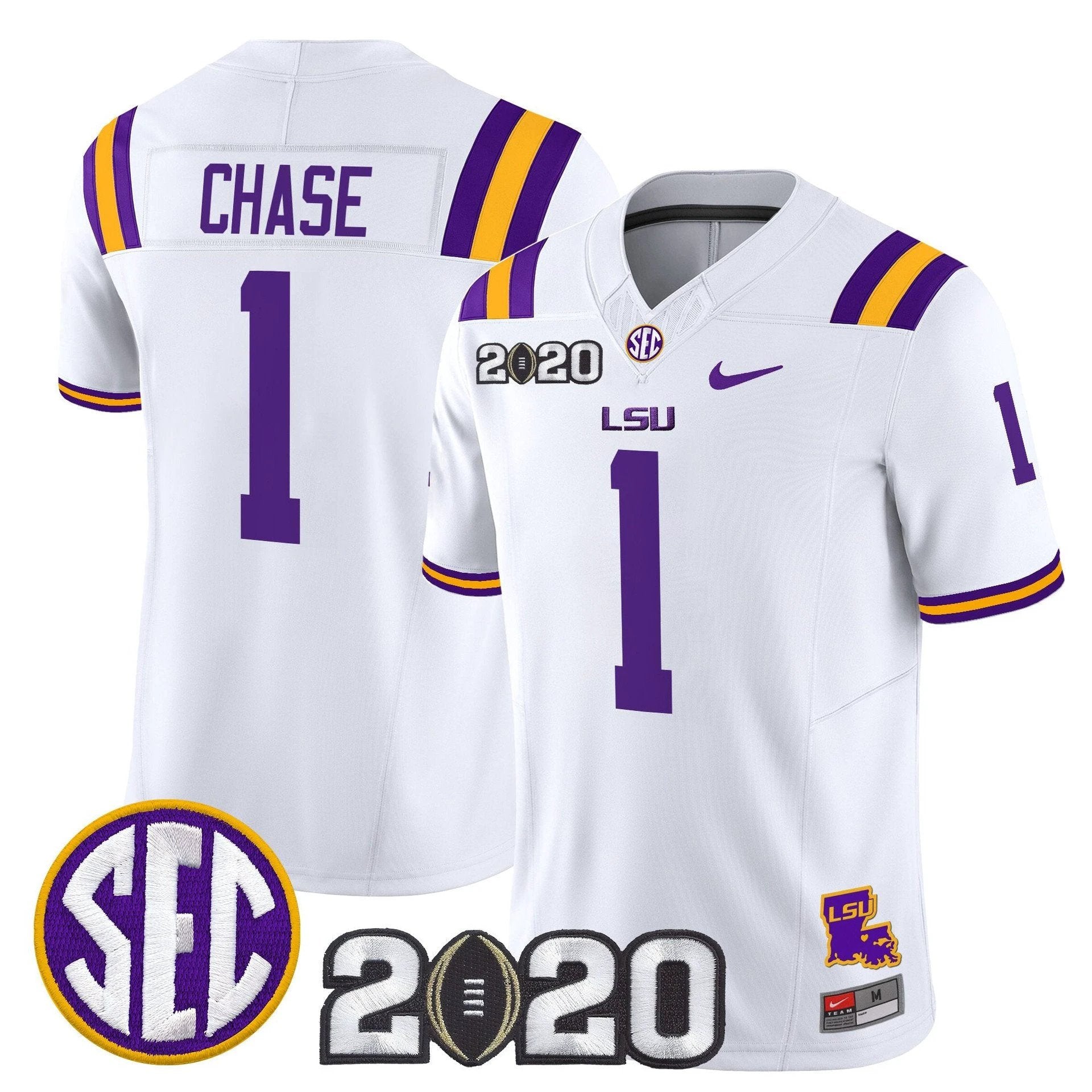 Ja'Marr Chase Jersey #1 LSU Tigers 2020 National Champions Stitched by My Store NCAA Football Jerseys