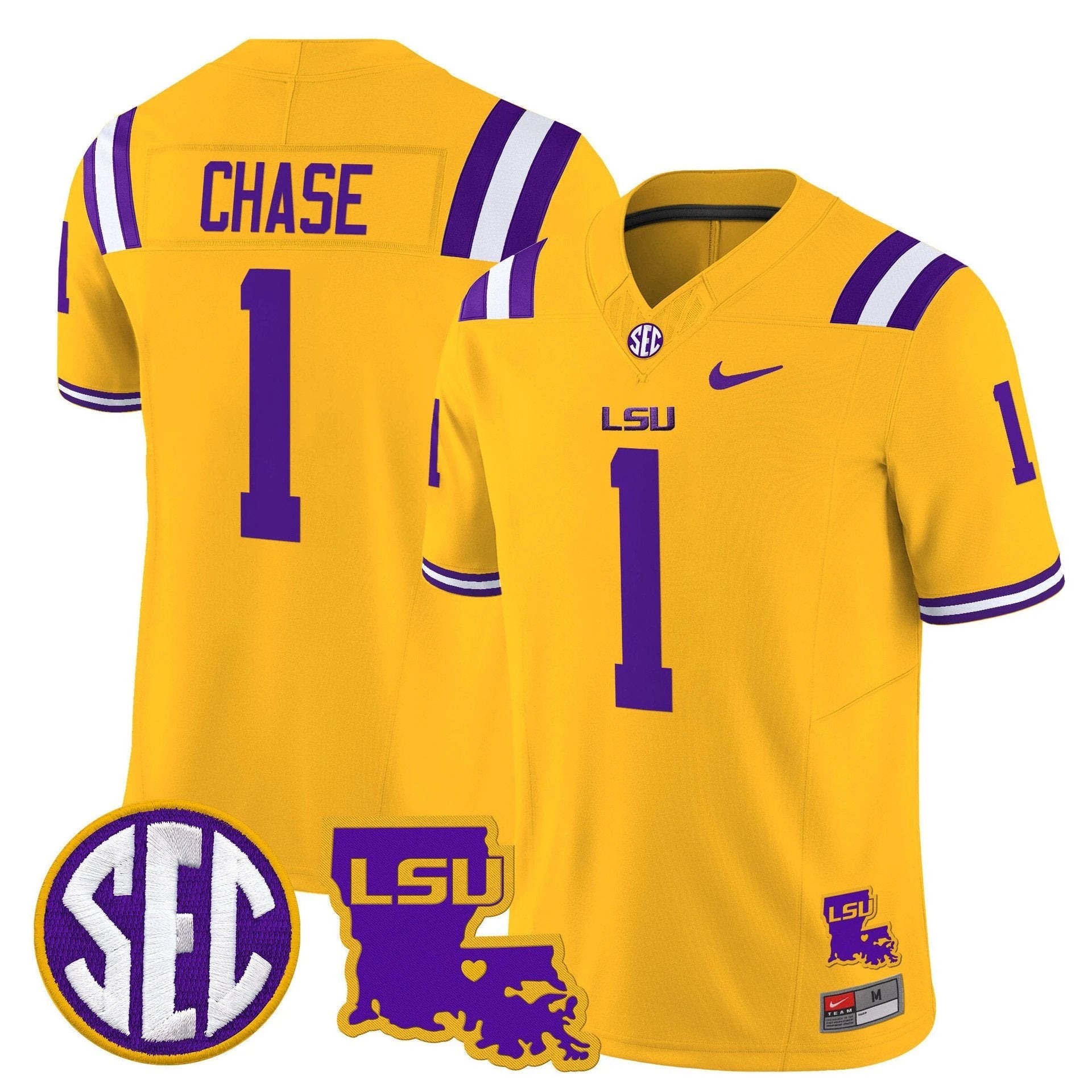 Ja'Marr Chase Jersey #1 LSU Tigers 2025 Louisiana Patch Stitched by My Store NCAA Football Jerseys