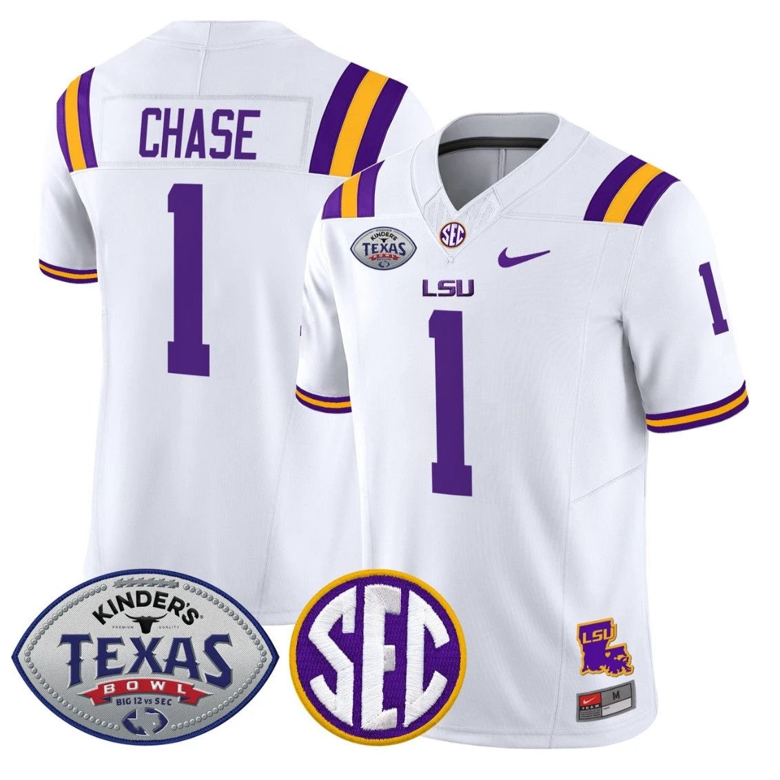 Ja'Marr Chase Jersey #1 LSU Tigers 2025 Texas Bowl Limited Stitched by My Store NCAA Football Jerseys