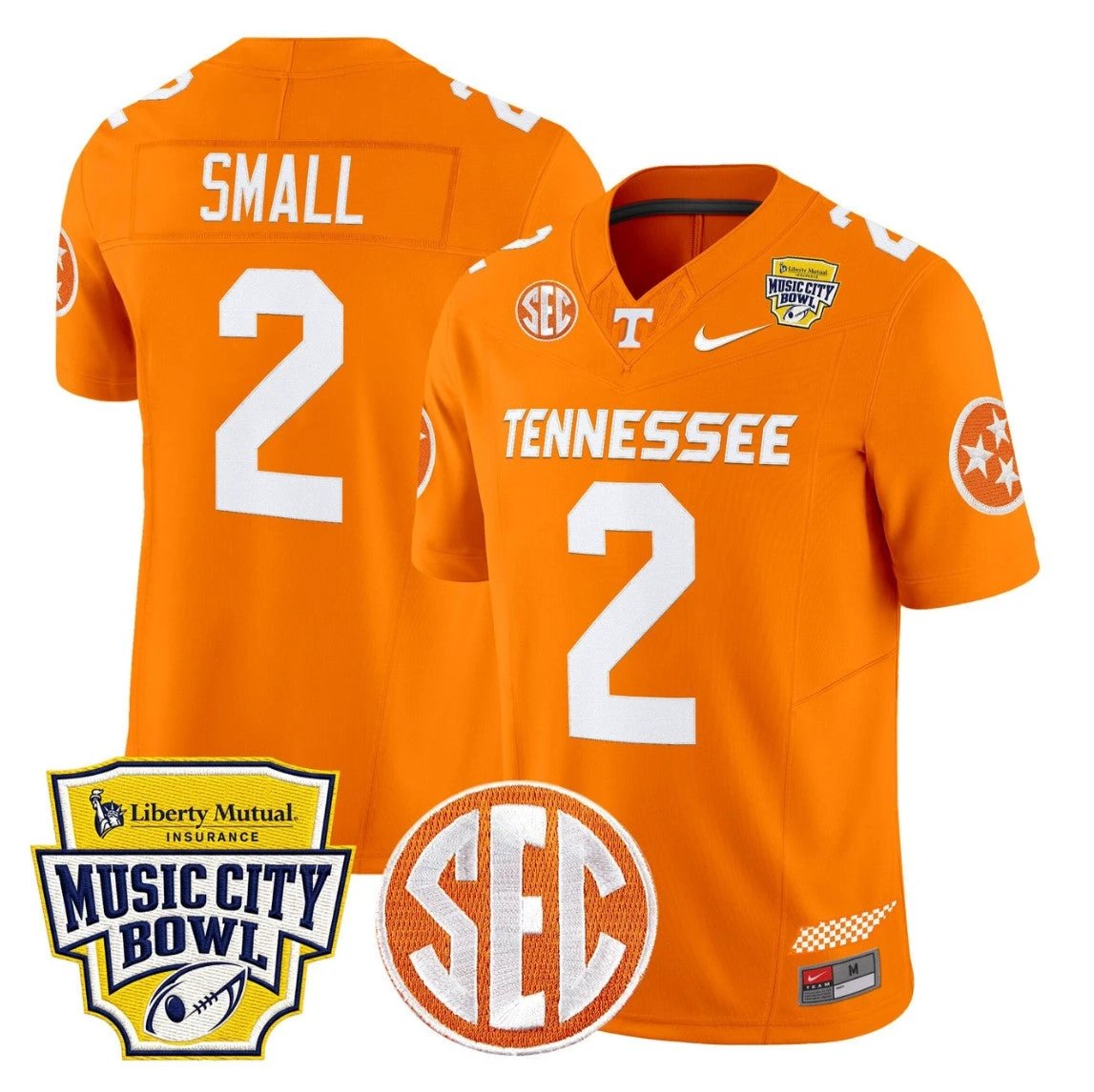 Jabari Small Jersey #2 Tennessee Vols 2025 Music City Bowl Stitched Orange by NCAA Football Jersey