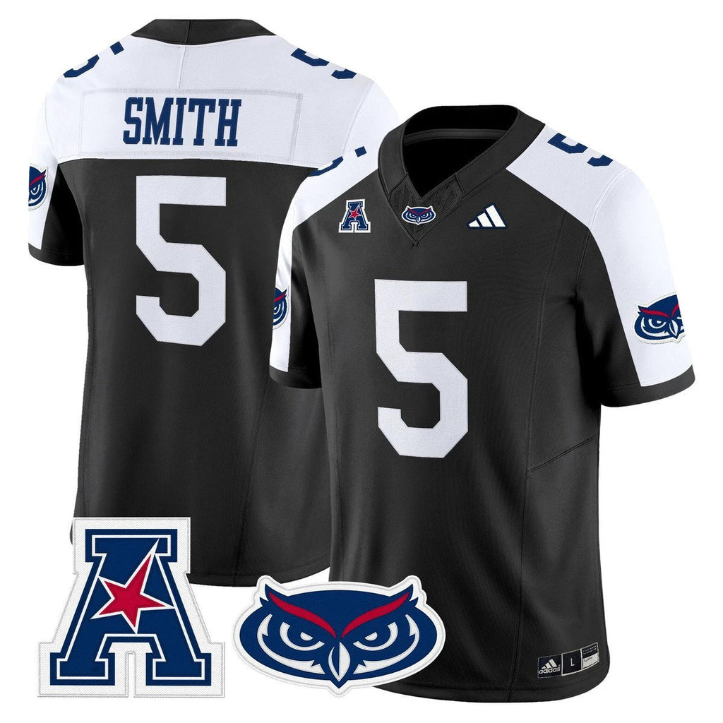 Jabari Smith Jersey #5 Florida Atlantic Owls 2025 All Stitched Black Alter by My Store NCAA Football Jerseys