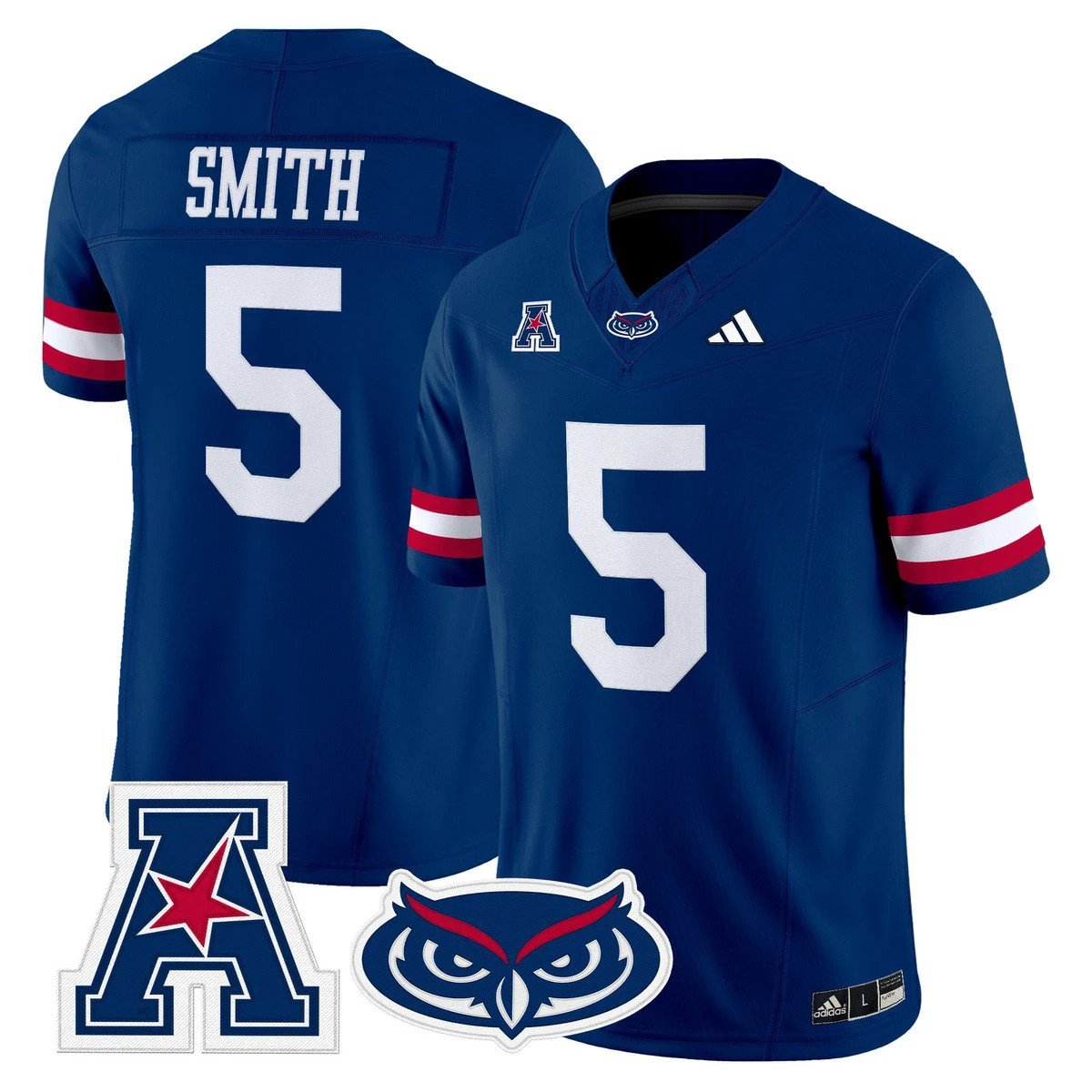Jabari Smith Jersey #5 Florida Atlantic Owls 2025 All Stitched Blue by My Store NCAA Football Jerseys
