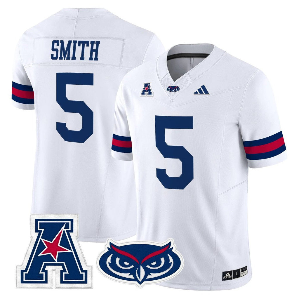 Jabari Smith Jersey #5 Florida Atlantic Owls 2025 All Stitched White by My Store NCAA Football Jerseys