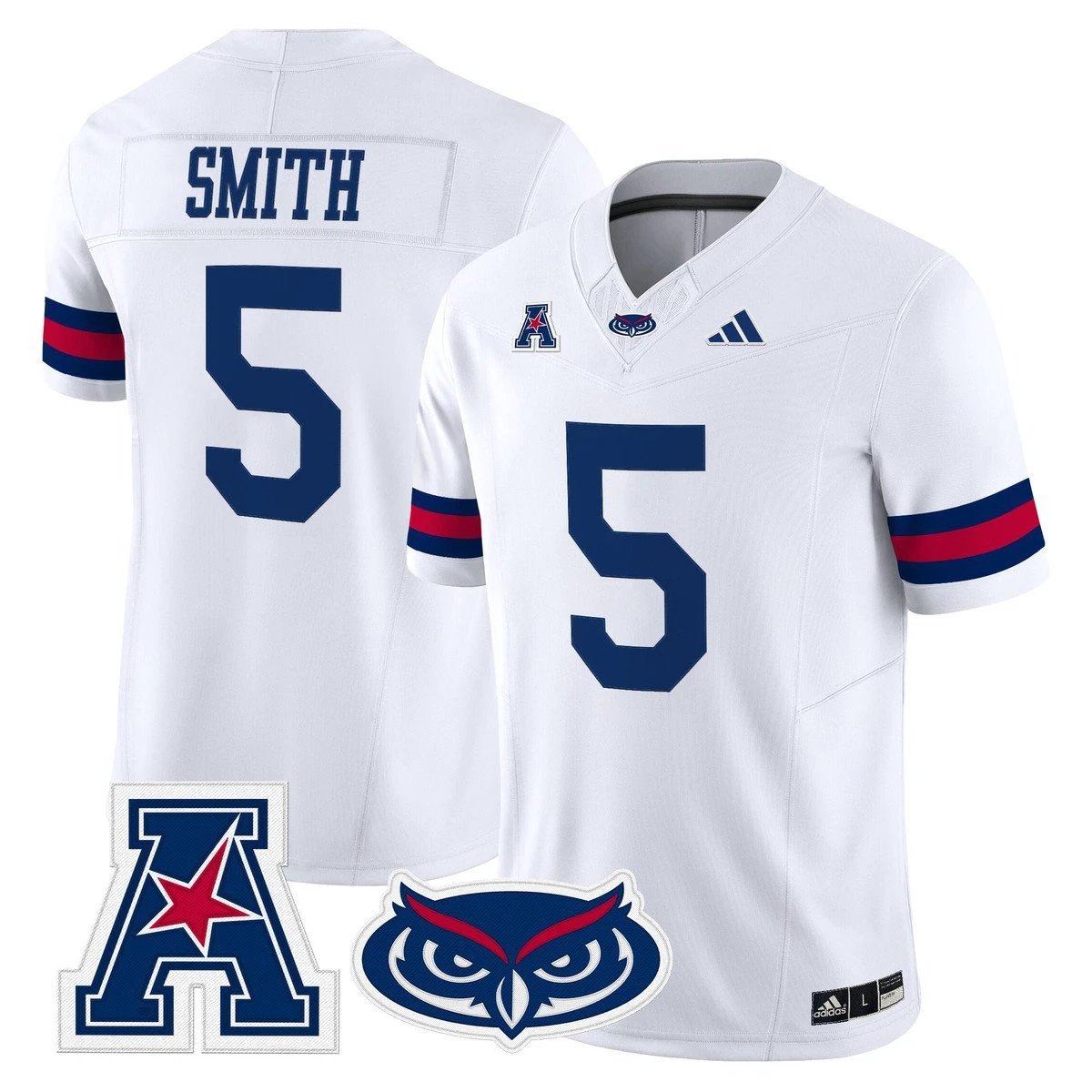 Jabari Smith Jersey #5 Florida Atlantic Owls 2025 All Stitched White by My Store NCAA Football Jerseys