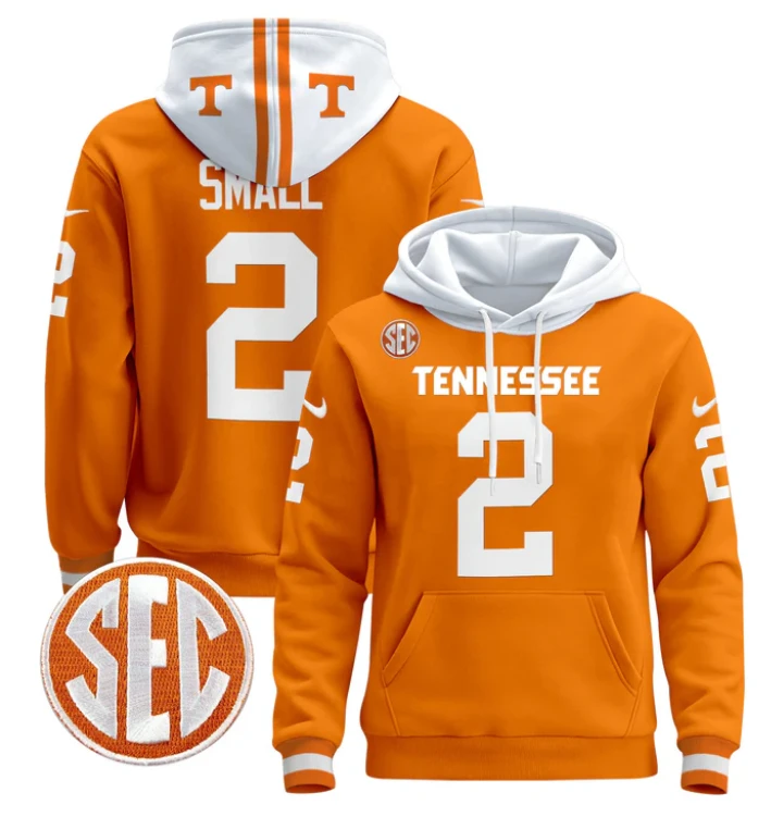 Jabari Small Hoodie #2 Tennessee Volunteers Pullover Stitched by Hoodie Pullover