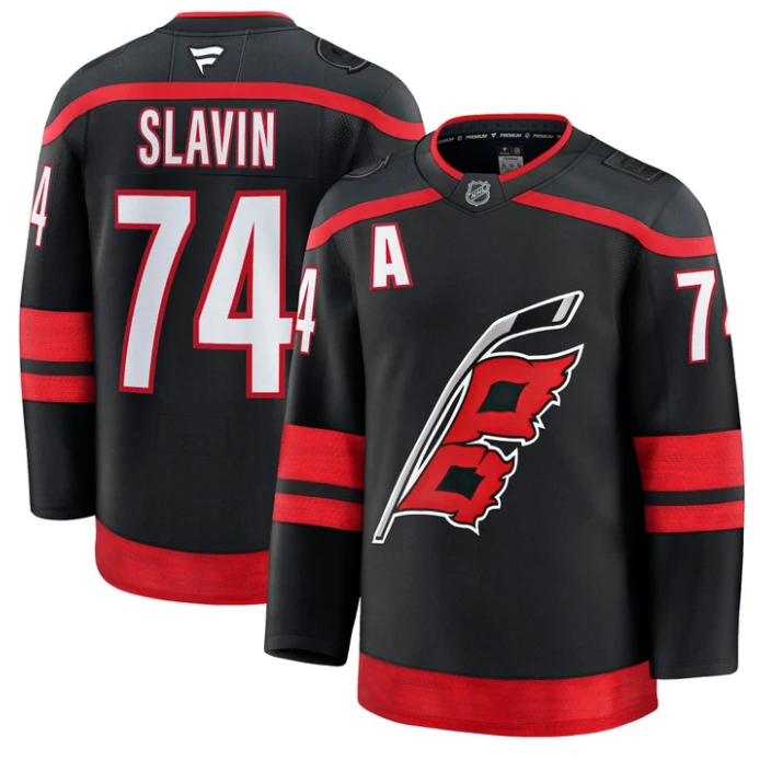 Jaccob Slavin Jersey #74 Carolina Hurricanes Premium All Stitched Black by Hockey David
