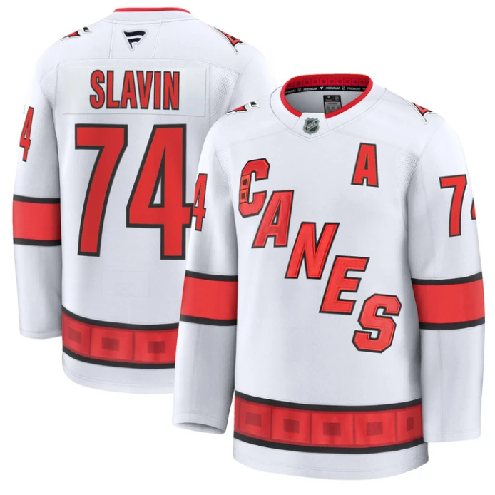Jaccob Slavin Jersey #74 Carolina Hurricanes Premium All Stitched White by Hockey David