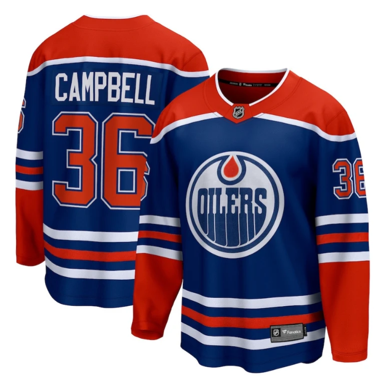 Jack Campbell 36 Edmonton Oilers Home Breakaway Jersey Men by Hockey David
