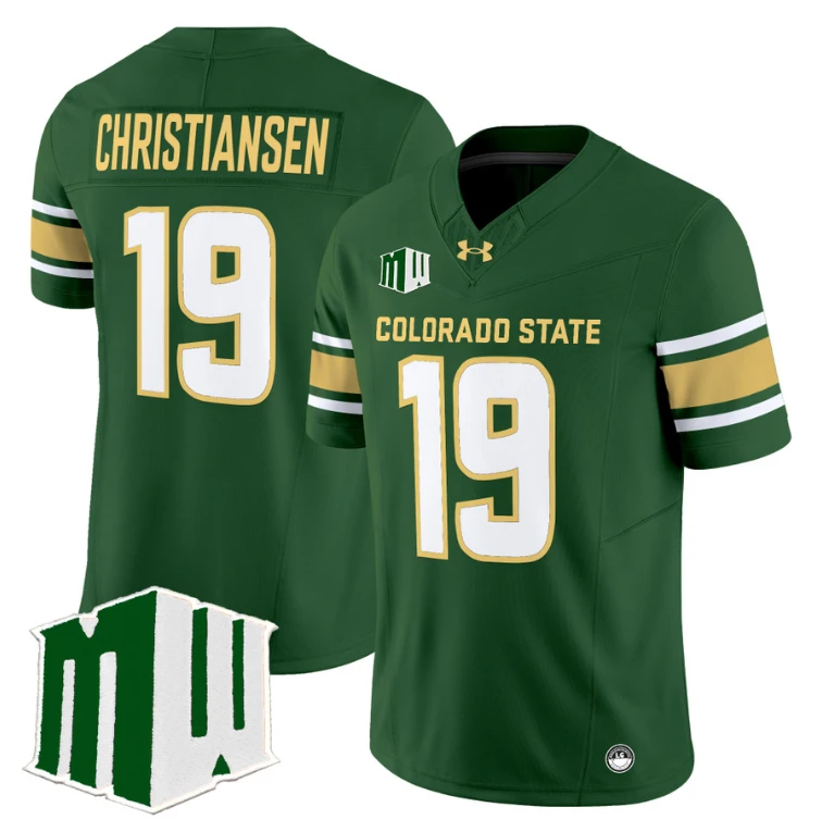 Jack Christiansen Jersey #19 Colorado State Rams 2024 Stitched Green by NCAA Football Jersey