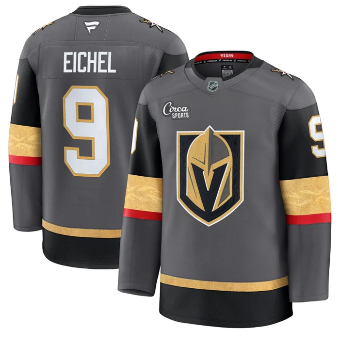 Jack Eichel Jersey #9 Vegas Golden Knights Premium Stitched Gray by Hockey David