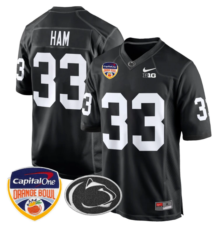 Jack Ham Jersey #33 Custom Penn State Orange Bowl Patch Black by My Store