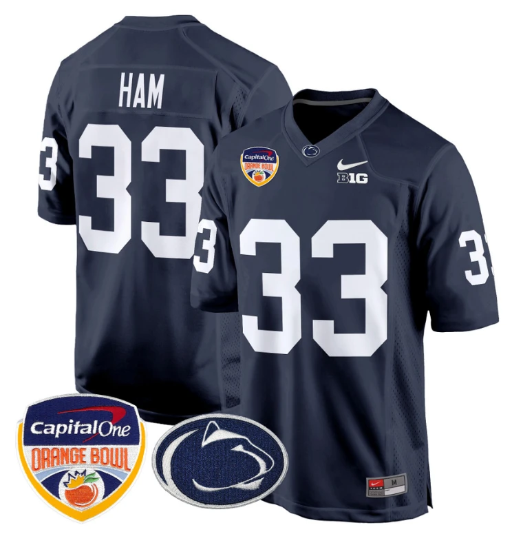 Jack Ham Jersey #33 Custom Penn State Orange Bowl Patch Navy by My Store