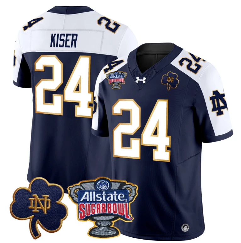 Jack Kiser Jersey #24 Notre Dame 2024 Sugar Bowl Patch Football Alternate by NCAA Football Jersey