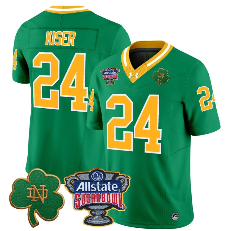 Jack Kiser Jersey #24 Notre Dame 2024 Sugar Bowl Patch Football Throwback by NCAA Football Jersey