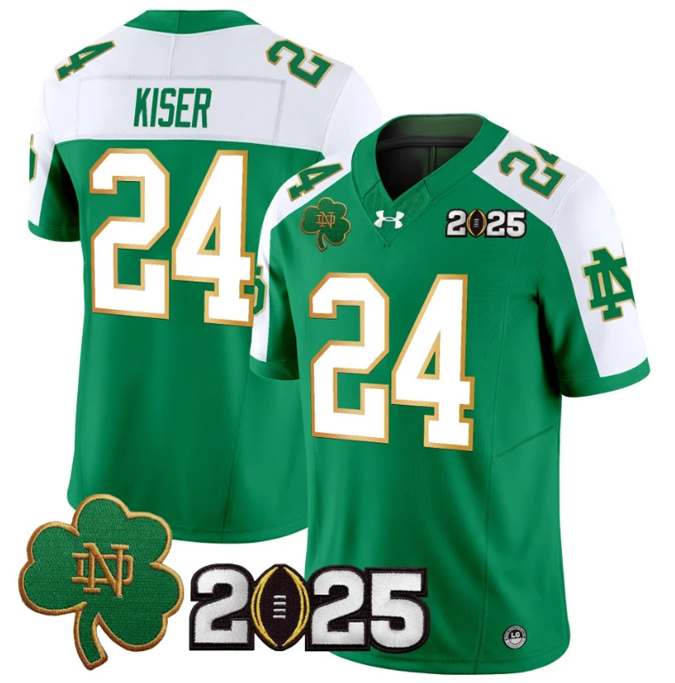 Jack Kiser Jersey #24 Notre Dame 2025 CFP Final Patch Green Alternate by NCAA Football Jersey