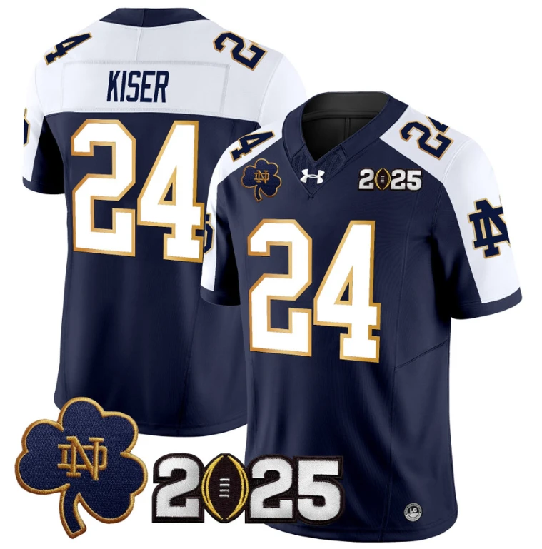 Jack Kiser Jersey #24 Notre Dame 2025 CFP Final Patch Navy Alternate by My Store