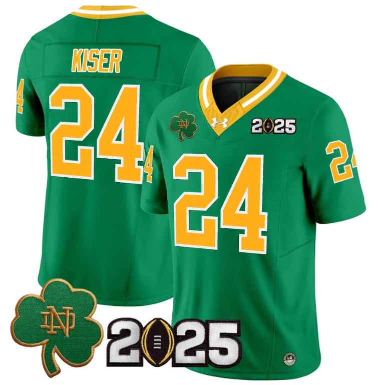 Jack Kiser Jersey #24 Notre Dame 2025 CFP Final Patch Throwback by NCAA Football Jersey