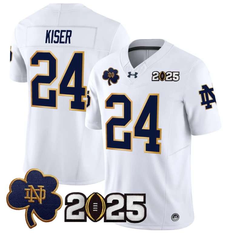 Jack Kiser Jersey #24 Notre Dame 2025 CFP Final Patch White by My Store