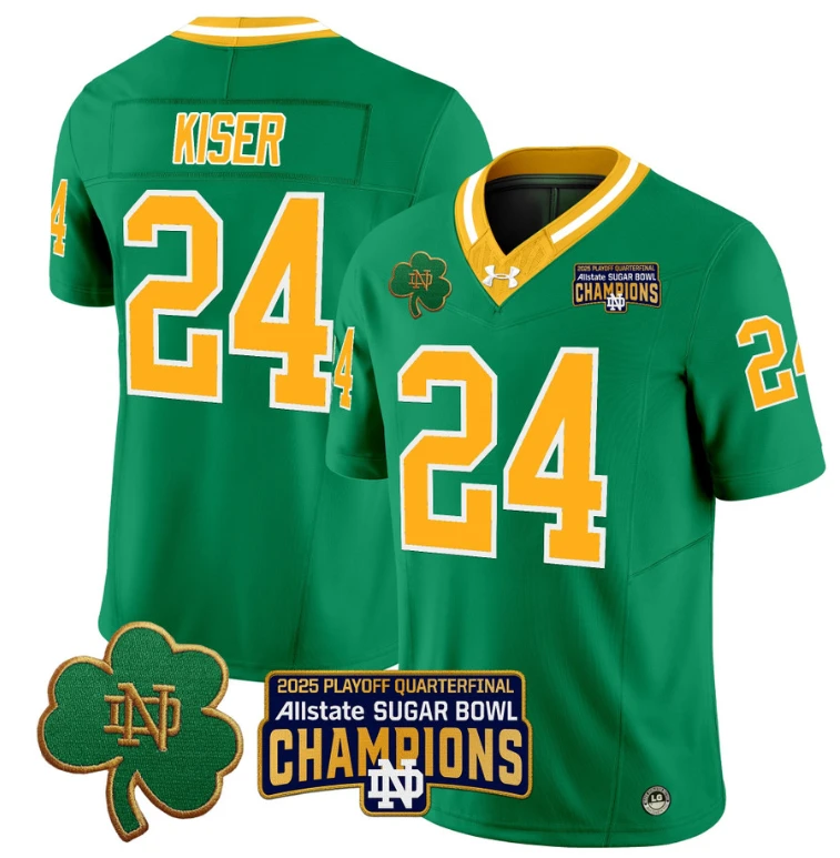 Jack Kiser Jersey #24 Notre Dame 2025 Sugar Bowl Champions Throwback by NCAA Football Jersey