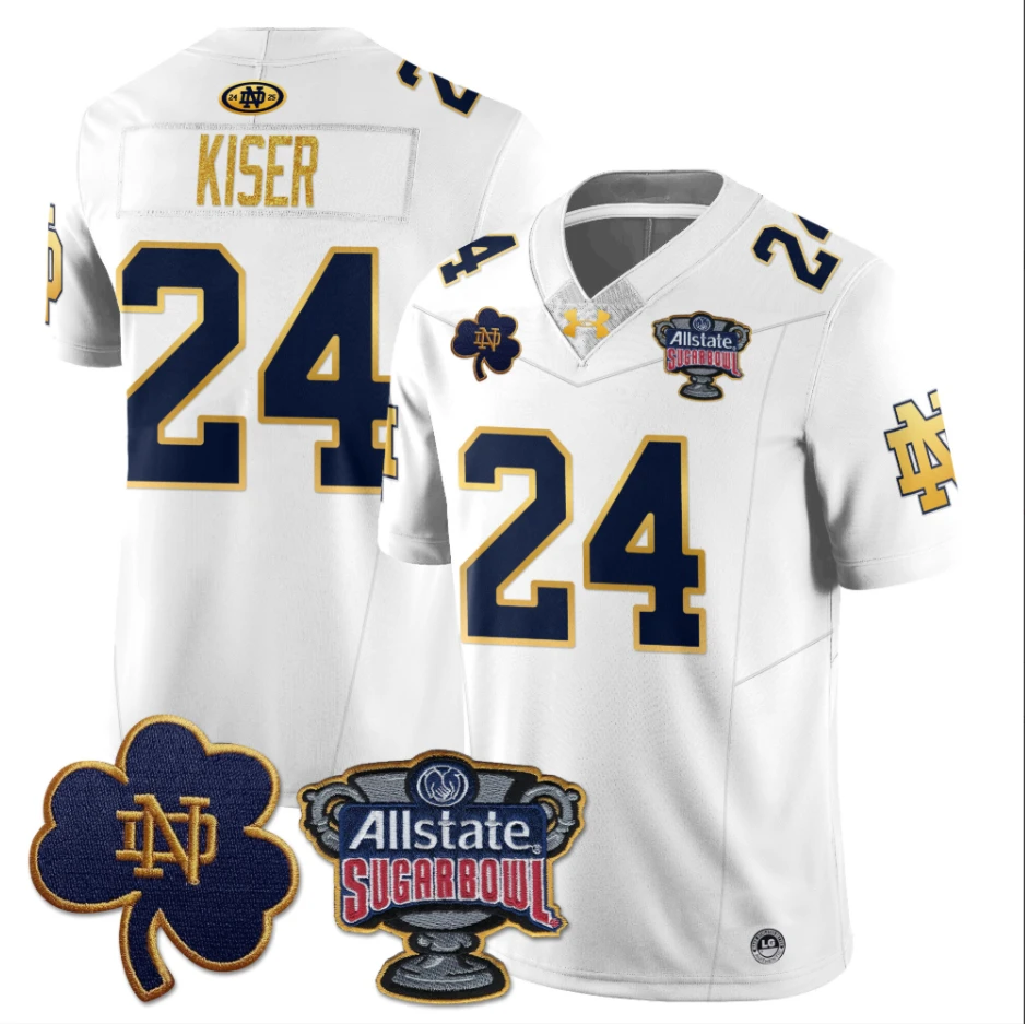Jack Kiser Jersey #24 Notre Dame Fighting Irish Allstate Sugar Bowl White by My Store
