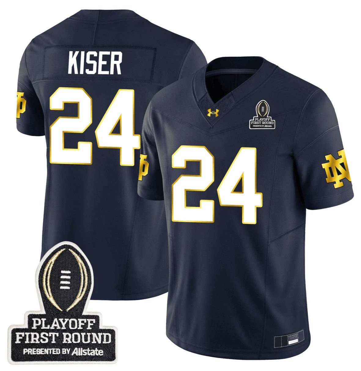 Jack Kiser Jersey #24 Notre Dame Fighting Irish CFP First Round Patch Navy by NCAA Football Jersey