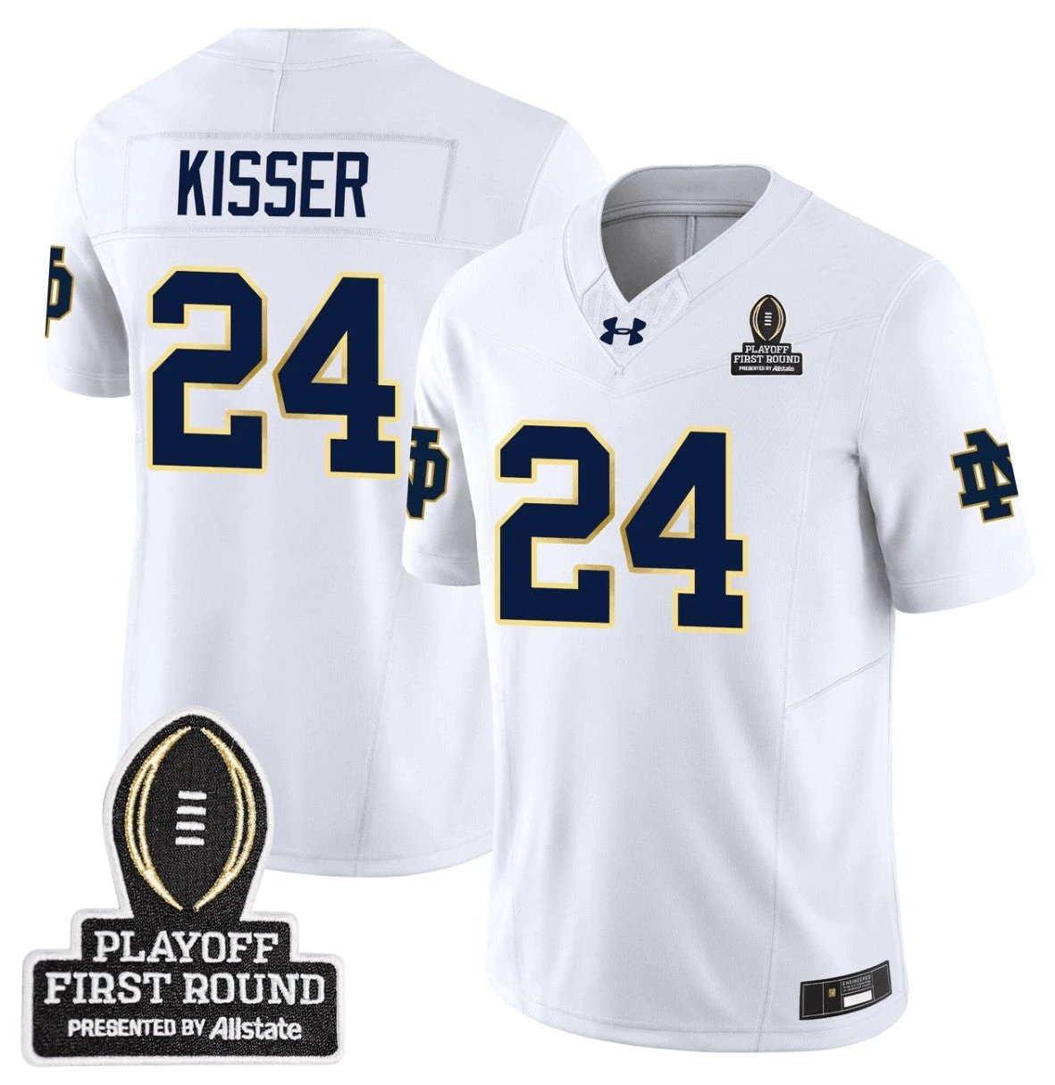 Jack Kiser Jersey #24 Notre Dame Fighting Irish CFP First Round Patch White by NCAA Football Jersey