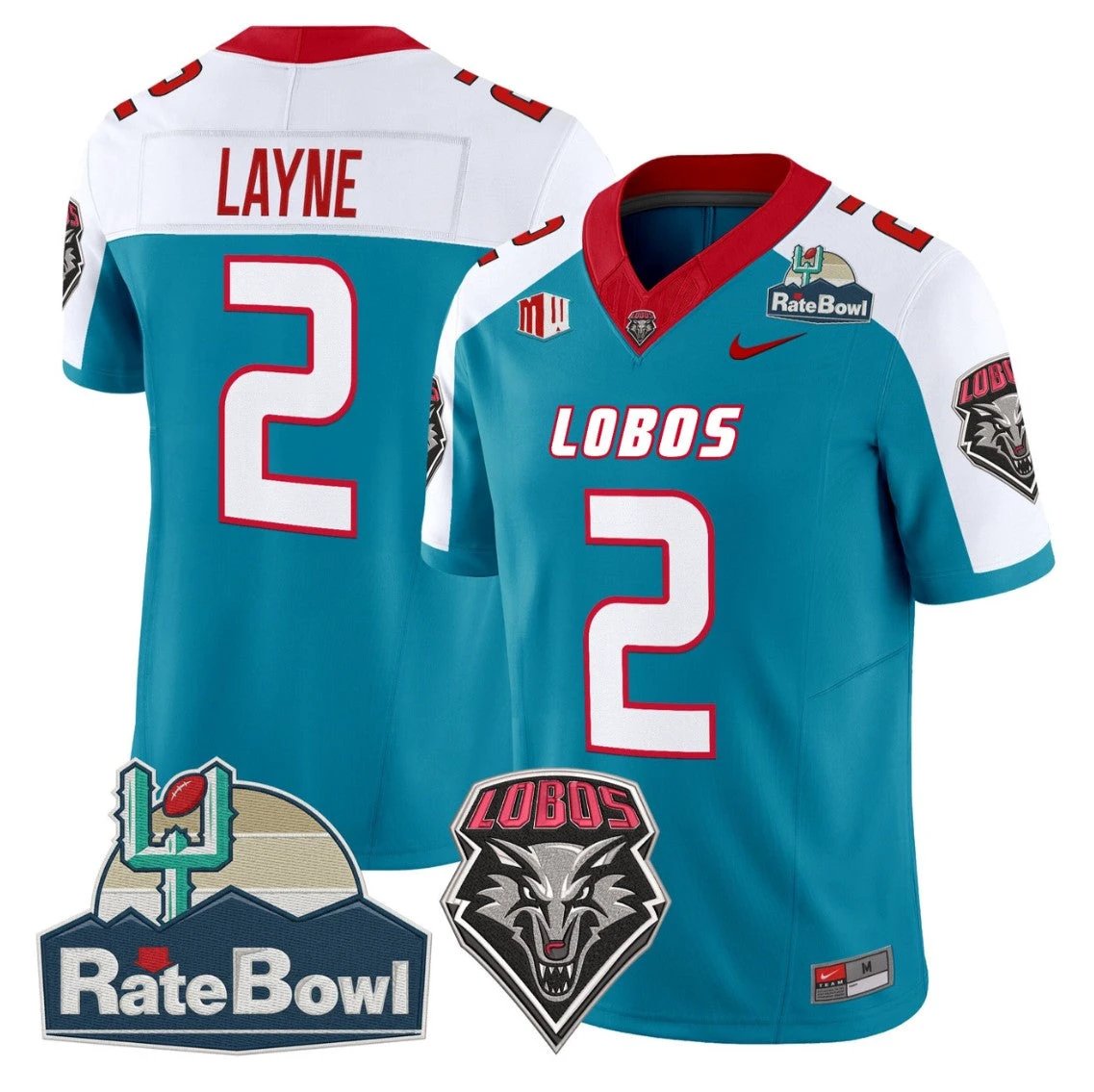 Jack Layne Jersey #2 New Mexico Lobos 2025 Rate Bowl Vapor Stitched Alternate by NCAA Football Jersey