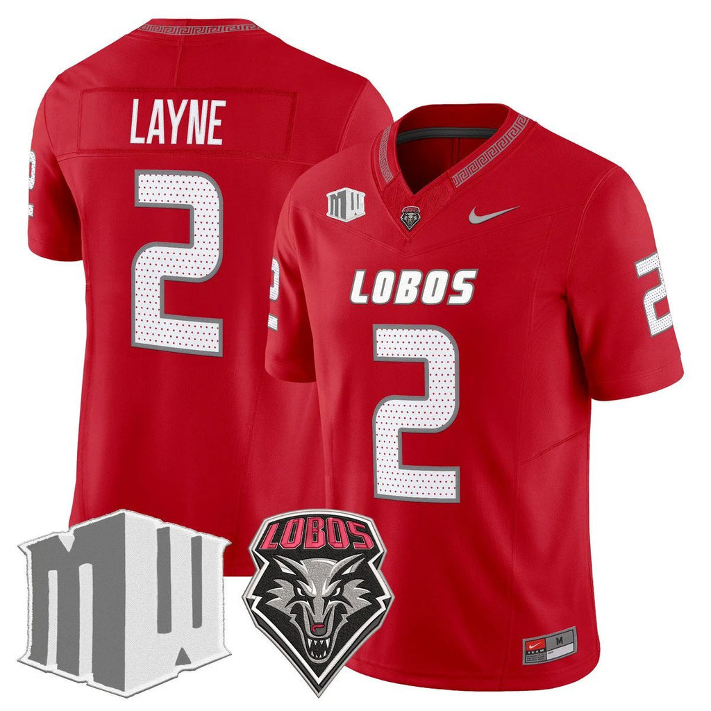 Jack Layne Jersey #2 New Mexico Lobos 2025 Vapor Limited Stitched Red by My Store NCAA Football Jerseys