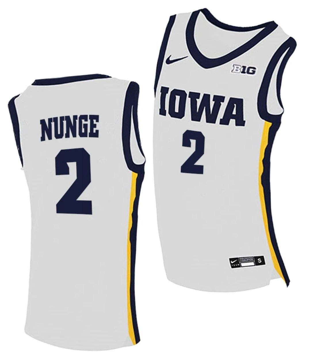 Jack Nunge Jersey Iowa Hawkeyes College Basketball White #2 by My store basketball