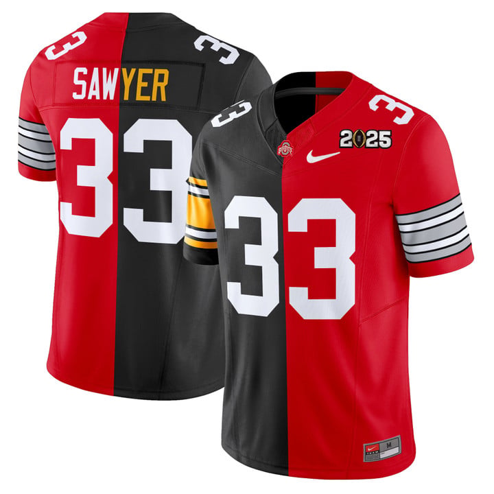 Jack Sawyer Jersey #33 Ohio State Buckeyes 2025 Split Vapor Limited Stitched by My Store NCAA Football Jerseys