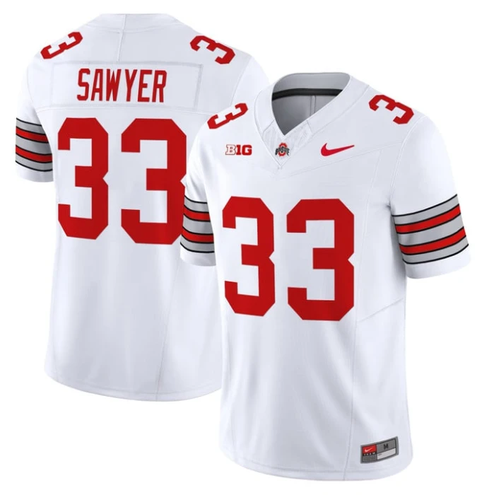 Jack Sawyer Jersey #33 Ohio State Heritage Stripe 2025-26 Stitched White by My Store