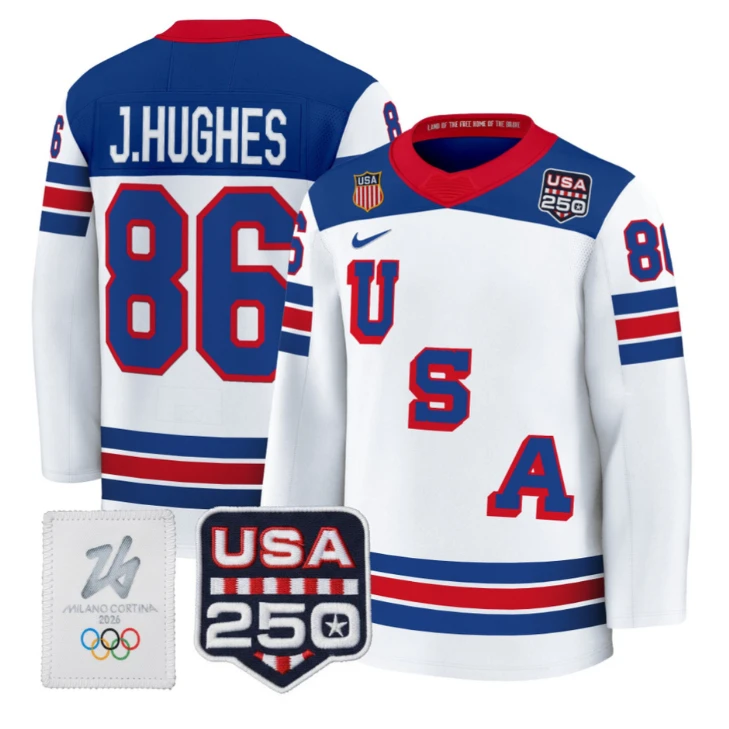 Jack Hughes Jersey #86 USA Olympic 250 Patch Premium Hockey 2026 Stitched by Hockey David