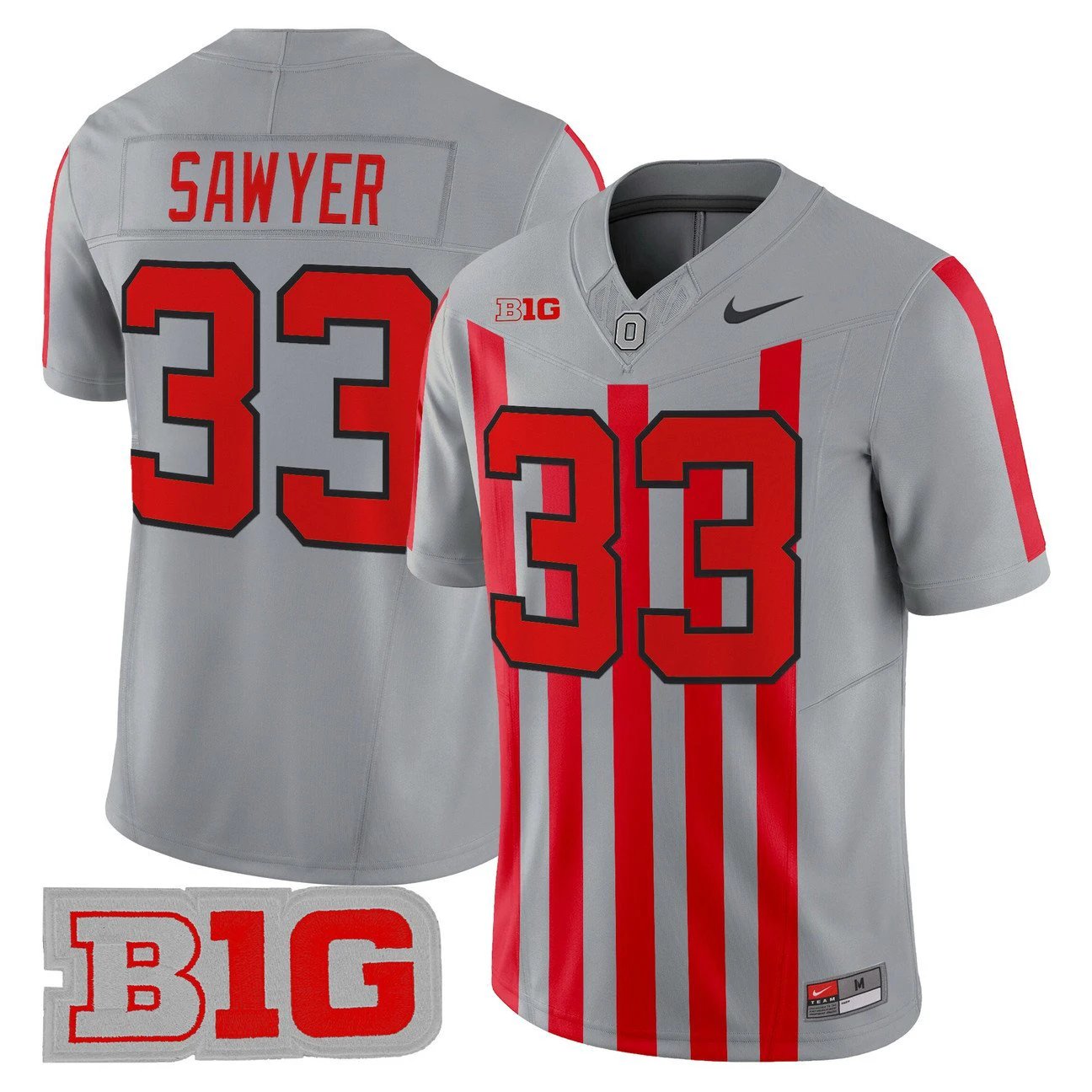 Jack Sawyer Jersey #33 Ohio State Buckeyes Throwback Limited Stitched by My Store NCAA Football Jerseys
