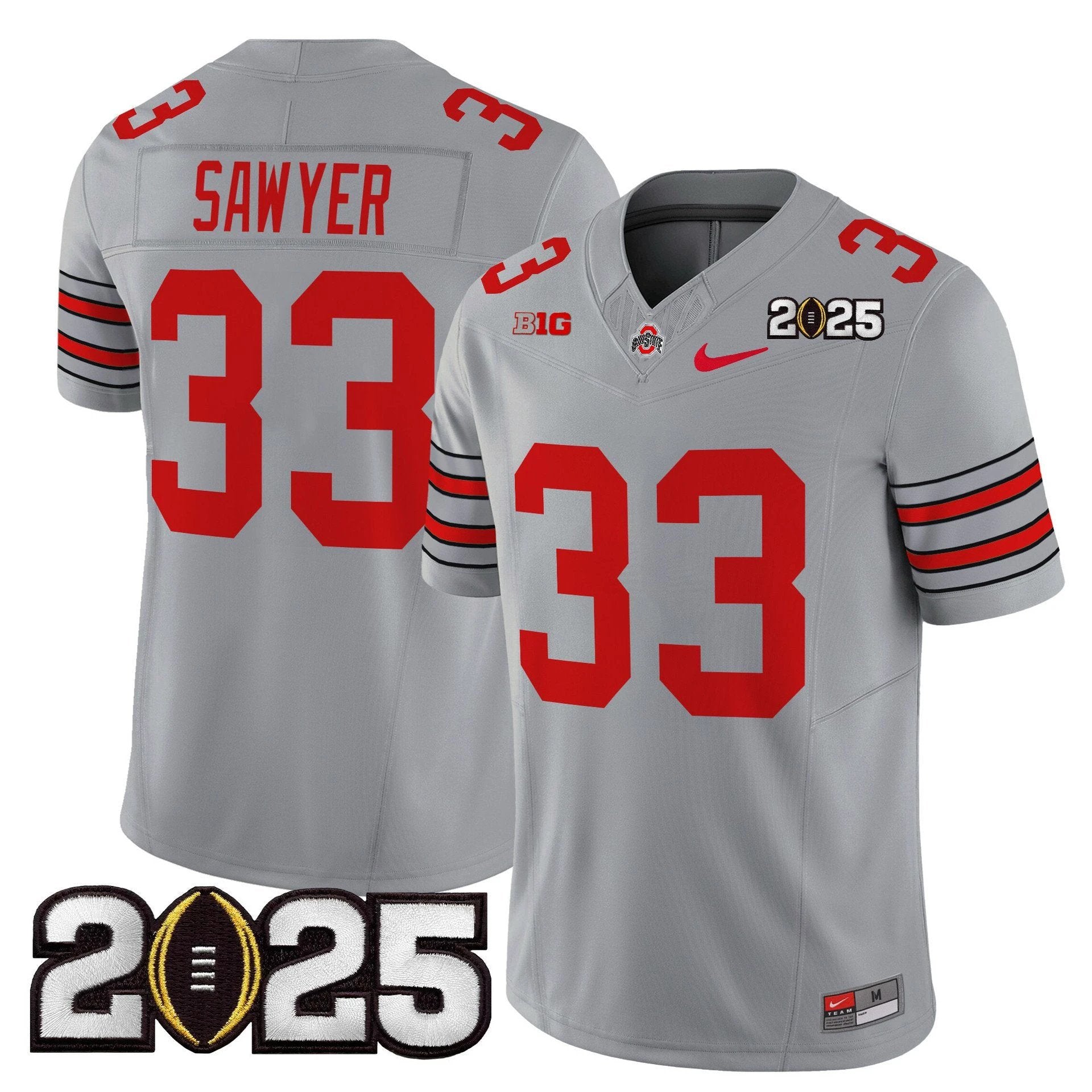 Jack Sawyer Jersey #33 Ohio State Heritage Stripe 2025 CFP Final Stitched by My Store NCAA Football Jerseys