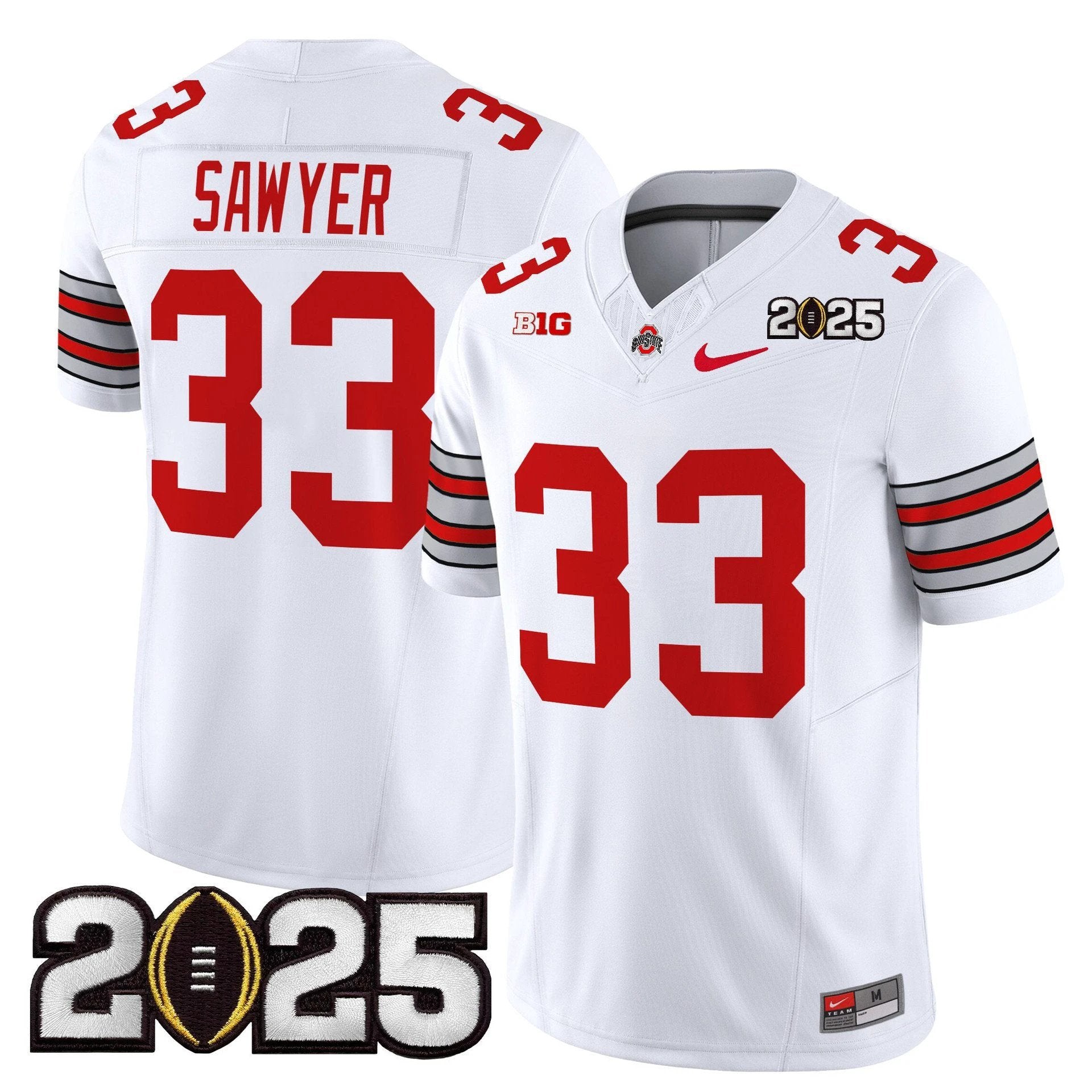 Jack Sawyer Jersey #33 Ohio State Heritage Stripe 2025 CFP Final Stitched by My Store NCAA Football Jerseys