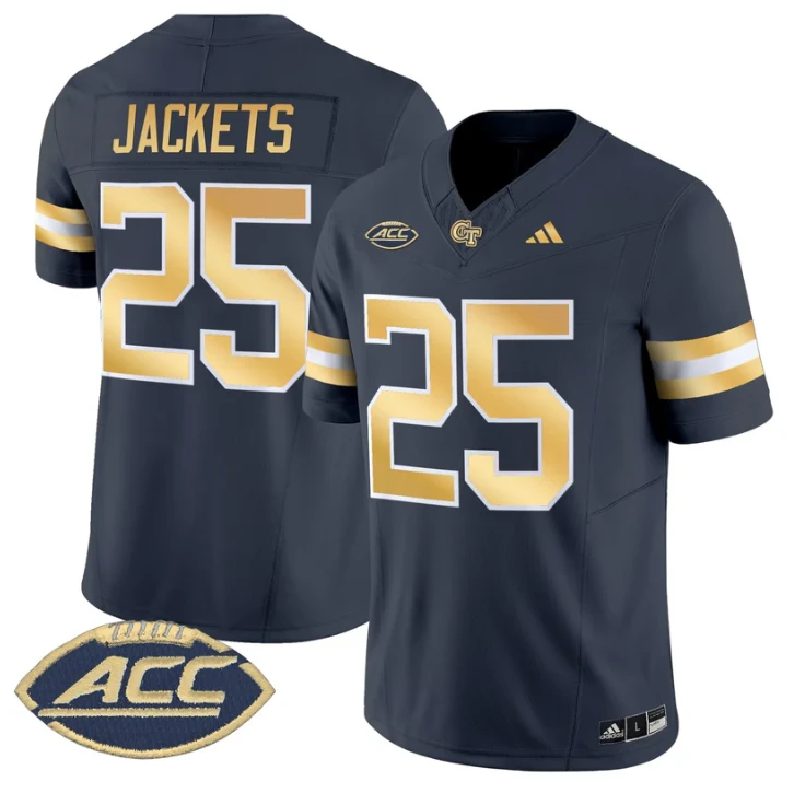 Jackets Jersey #25 Georgia Tech Yellow Jackets 2025 Limited Stitched Navy by NCAA Football Jersey