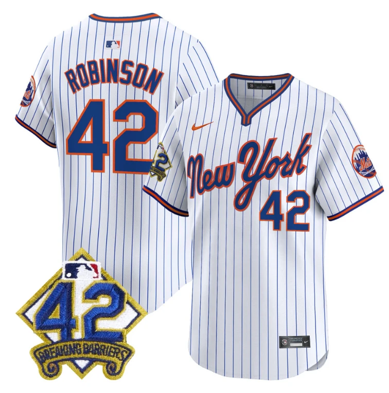 Jackie Robinson Jersey #42 New York Mets 2025 Road Alternate Stitched Pinstripe by My Store