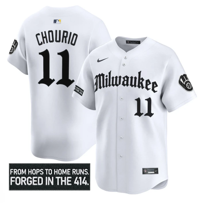 Jackson Chourio Jersey #11 Milwaukee Brewers Gothic 414 Shadows Edition White by My Store