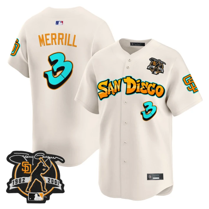 Jackson Merrill Jersey #3 San Diego Padres Graffiti Barrio Edition Cream by My Store