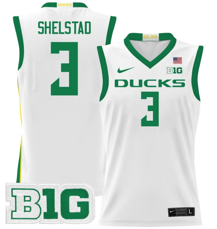 Jackson Shelstad Jersey #3 Oregon Ducks 2024 Lightweight Basketball White by My store basketball