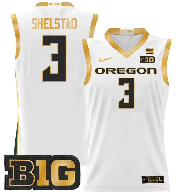Jackson Shelstad Jersey #3 Oregon Ducks 2024 Lightweight Basketball White Gold by My store basketball