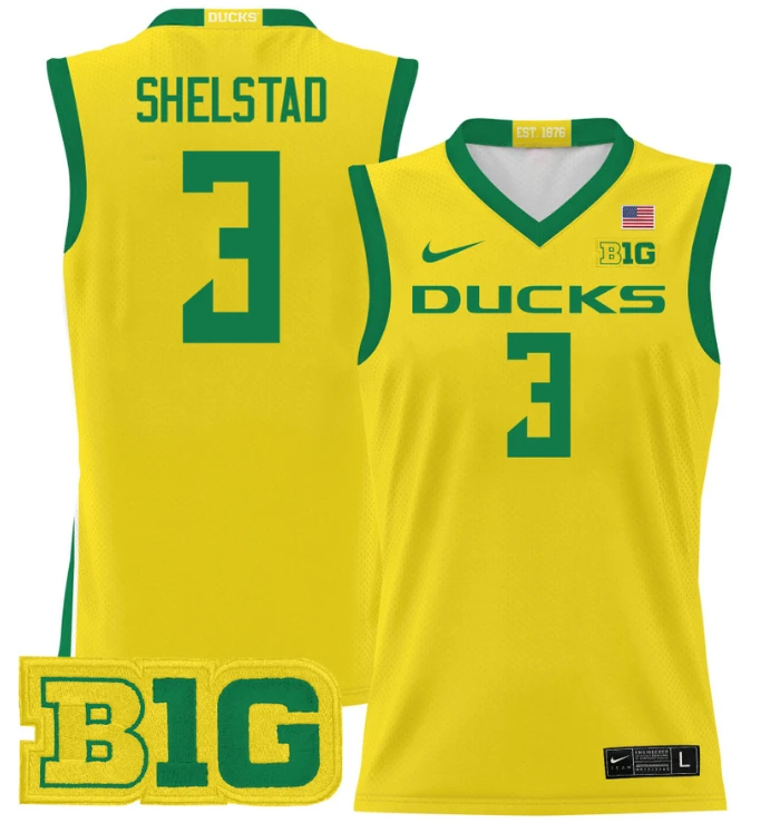 Jackson Shelstad Jersey #3 Oregon Ducks 2024 Lightweight Basketball Yellow by My store basketball