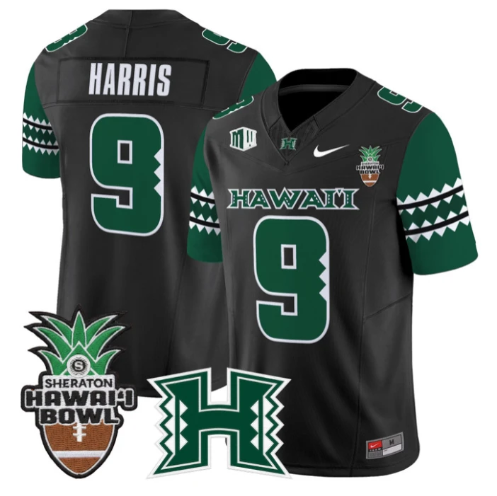 Jackson Harris Jersey #9 Hawai'i Rainbow 2025 Hawai'i Bowl Stitched by My Store NCAA Football Jerseys