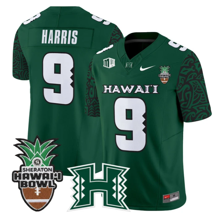 Jackson Harris Jersey #9 Hawai'i Rainbow 2025 Hawai'i Bowl Stitched Black Limited by My Store NCAA Football Jerseys