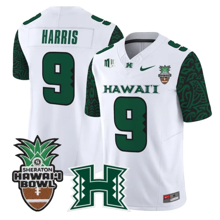 Jackson Harris Jersey #9 Hawai'i Rainbow 2025 Hawai'i Bowl Stitched Black Limited by My Store NCAA Football Jerseys
