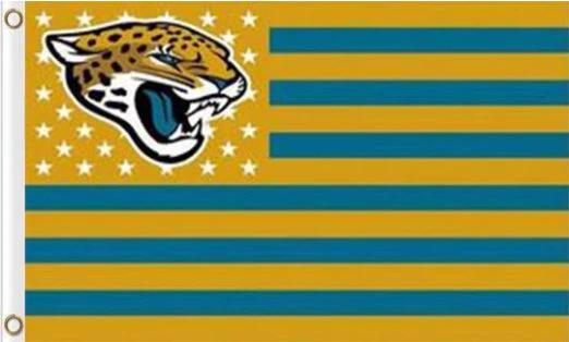 Jacksonville Jaguars Star and Stripes Flag 3X5 Ft Polyester Banner USA 90x150cm by flagsjustdoit