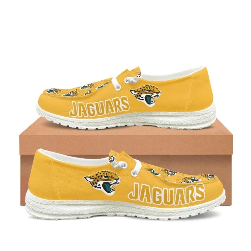 Jacksonville Jaguars Yellow Team Name Logo Canvas Sneaker Shoes For Men Women Fans by Crocs